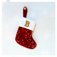 Christmas Decorative Knitted Socks With Shiny Silver Sequins And Red Letters American Style Holiday Small Ornament sku image 2