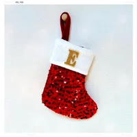 Christmas Decorative Knitted Socks With Shiny Silver Sequins And Red Letters American Style Holiday Small Ornament sku image 5