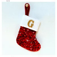 Christmas Decorative Knitted Socks With Shiny Silver Sequins And Red Letters American Style Holiday Small Ornament sku image 7