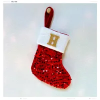 Christmas Decorative Knitted Socks With Shiny Silver Sequins And Red Letters American Style Holiday Small Ornament sku image 8