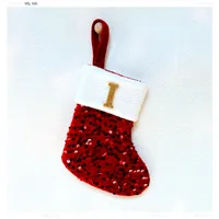 Christmas Decorative Knitted Socks With Shiny Silver Sequins And Red Letters American Style Holiday Small Ornament sku image 9