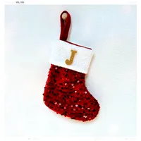 Christmas Decorative Knitted Socks With Shiny Silver Sequins And Red Letters American Style Holiday Small Ornament sku image 10
