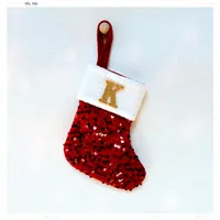 Christmas Decorative Knitted Socks With Shiny Silver Sequins And Red Letters American Style Holiday Small Ornament sku image 11
