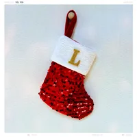 Christmas Decorative Knitted Socks With Shiny Silver Sequins And Red Letters American Style Holiday Small Ornament sku image 12