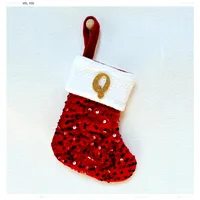 Christmas Decorative Knitted Socks With Shiny Silver Sequins And Red Letters American Style Holiday Small Ornament sku image 17