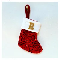 Christmas Decorative Knitted Socks With Shiny Silver Sequins And Red Letters American Style Holiday Small Ornament sku image 18
