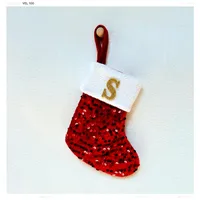 Christmas Decorative Knitted Socks With Shiny Silver Sequins And Red Letters American Style Holiday Small Ornament sku image 19