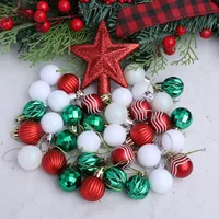 Christmas Decorations 36pcs Painted Ball Ornaments Christmas Tree Hanging Balls Irregular Shape Box Set Christmas Gifts main image 3