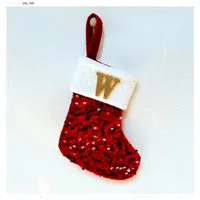 Christmas Decorative Knitted Socks With Shiny Silver Sequins And Red Letters American Style Holiday Small Ornament sku image 23