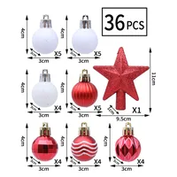 Christmas Decorations 36pcs Painted Ball Ornaments Christmas Tree Hanging Balls Irregular Shape Box Set Christmas Gifts sku image 2