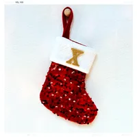 Christmas Decorative Knitted Socks With Shiny Silver Sequins And Red Letters American Style Holiday Small Ornament sku image 24