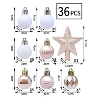 Christmas Decorations 36pcs Painted Ball Ornaments Christmas Tree Hanging Balls Irregular Shape Box Set Christmas Gifts sku image 5