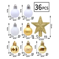 Christmas Decorations 36pcs Painted Ball Ornaments Christmas Tree Hanging Balls Irregular Shape Box Set Christmas Gifts sku image 9