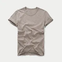 Men's Slim Fit Short Sleeve T-Shirt Round Neck Summer Thin Cotton Bamboo Rayon Solid Color Base Shirt Casual Cotton Top main image 1