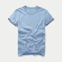Men's Slim Fit Short Sleeve T-Shirt Round Neck Summer Thin Cotton Bamboo Rayon Solid Color Base Shirt Casual Cotton Top main image 5