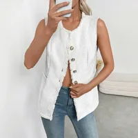 Elegant Sleeveless Small Fragrance Style Jacket High Quality Women's Classy Cardigan Vest Autumn New Arrival Pure Color Round Neck main image 3