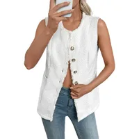 Elegant Sleeveless Small Fragrance Style Jacket High Quality Women's Classy Cardigan Vest Autumn New Arrival Pure Color Round Neck main image 5