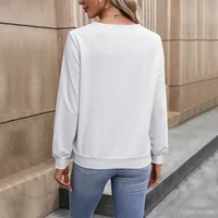 Casual V-Neck Sweater European Style Women's Fashion Autumn Pleated Hoodie Loose Fit Long Sleeve Comfortable Polyester Sweatshirt main image 4