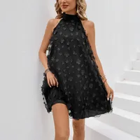 Summer New Loose Doll Dress Otago Lace Sleeveless Floral Decoration Vintage Style Above Knee Length A-Line Skirt Dress main image 3