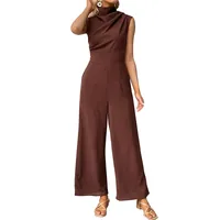 Summer New Women's One-Piece Pants  Style Sleeveless Swing Collar Long Pants Commute Style Straight Leg main image 5