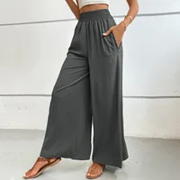 Casual Wide Leg Pants Spring New Style Elastic Waist Leisure Trousers  Popular Long Pants For Women main image 3