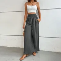 Casual Wide Leg Pants Spring New Style Elastic Waist Leisure Trousers  Popular Long Pants For Women main image 4