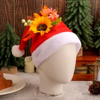Red Plush Christmas Hat Party Celebration Adult Costume Holiday Decoration Festive Polyester Fabric Christmas Decor main image 4