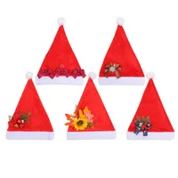 Red Plush Christmas Hat Party Celebration Adult Costume Holiday Decoration Festive Polyester Fabric Christmas Decor main image 5
