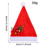 Red Plush Christmas Hat Party Celebration Adult Costume Holiday Decoration Festive Polyester Fabric Christmas Decor sku image 3
