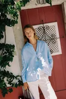 Elegant Pure Color Button Decorated Patchwork Linen Shirt  Women's Fashion Trendy Long Sleeve Shirt main image 1