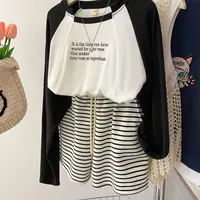 Summer Sport Style Loose High Waist Slimming Thin Striped Casual Wide Leg Versatile Striped Women's Shorts High Waist main image 3