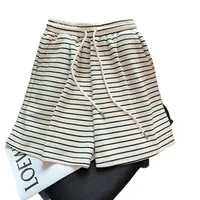 Summer Sport Style Loose High Waist Slimming Thin Striped Casual Wide Leg Versatile Striped Women's Shorts High Waist main image 5