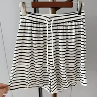 Summer Sport Style Loose High Waist Slimming Thin Striped Casual Wide Leg Versatile Striped Women's Shorts High Waist sku image 8