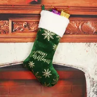 Christmas Decorative Gold Embossed Candy Socks Bag Gift Classic Style Fabric Holiday Decoration Accessories main image 3