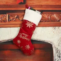 Christmas Decorative Gold Embossed Candy Socks Bag Gift Classic Style Fabric Holiday Decoration Accessories main image 4