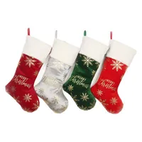 Christmas Decorative Gold Embossed Candy Socks Bag Gift Classic Style Fabric Holiday Decoration Accessories main image 5