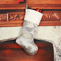 Christmas Decorative Gold Embossed Candy Socks Bag Gift Classic Style Fabric Holiday Decoration Accessories sku image 3