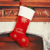 Christmas Decorative Gold Embossed Candy Socks Bag Gift Classic Style Fabric Holiday Decoration Accessories sku image 1