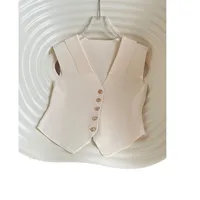 Elegant French Vintage Single-Button Sleeveless Vest Women's Summer Outerwear Fashionable Pure Color Shirt Collar Loose Fit main image 5