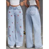 Vintage High Waist Wide Leg Straight Cut Jeans Women's Loose Fit Long Trousers Casual New Style Versatile Cotton Denim main image 1