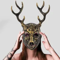 Removable RP Sheep Bone Deer Antler Mask Halloween Cosplay Accessory Alien Role Props Rubber Injection Molding Craft main image 2