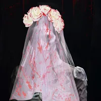 New Halloween Wedding Ghost Bride Blood Spattered Veil Hairpin Mask Festival Costume Accessories Party Props Handmade EVA main image 1