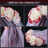 New Halloween Wedding Ghost Bride Blood Spattered Veil Hairpin Mask Festival Costume Accessories Party Props Handmade EVA main image 3