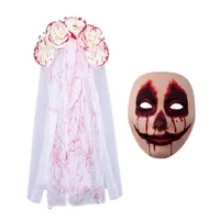 New Halloween Wedding Ghost Bride Blood Spattered Veil Hairpin Mask Festival Costume Accessories Party Props Handmade EVA sku image 3