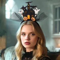 New Halloween Ghost Castle 3D White Electronic Glowing Headband Ghost Pumpkin Hair Accessory Costume Props Plastic Handmade main image 1
