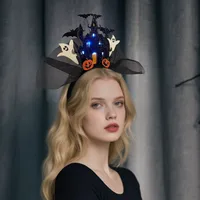 New Halloween Ghost Castle 3D White Electronic Glowing Headband Ghost Pumpkin Hair Accessory Costume Props Plastic Handmade main image 3
