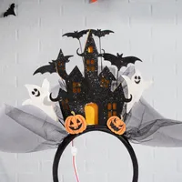 New Halloween Ghost Castle 3D White Electronic Glowing Headband Ghost Pumpkin Hair Accessory Costume Props Plastic Handmade main image 4