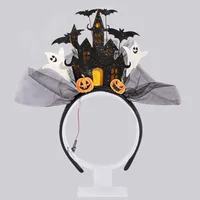New Halloween Ghost Castle 3D White Electronic Glowing Headband Ghost Pumpkin Hair Accessory Costume Props Plastic Handmade main image 5