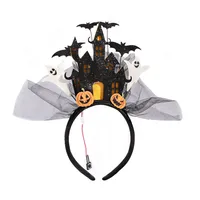 New Halloween Ghost Castle 3D White Electronic Glowing Headband Ghost Pumpkin Hair Accessory Costume Props Plastic Handmade sku image 1