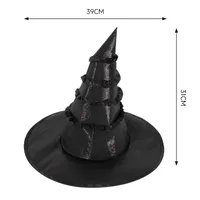New Halloween Black Witch Hat Lace Trim Pleated Edge Personalized Dark Witch Cap Festival Costume Accessories Props Handmade main image 5
